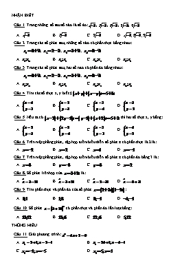 Toán học - Ôn tập phần số phức